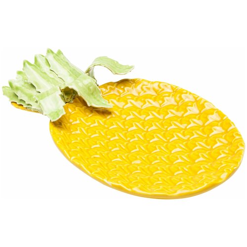 фото Kare design тарелка декоративная pineapple, коллекция "ананас" 31*5*19, фарфор, желтый, зеленый