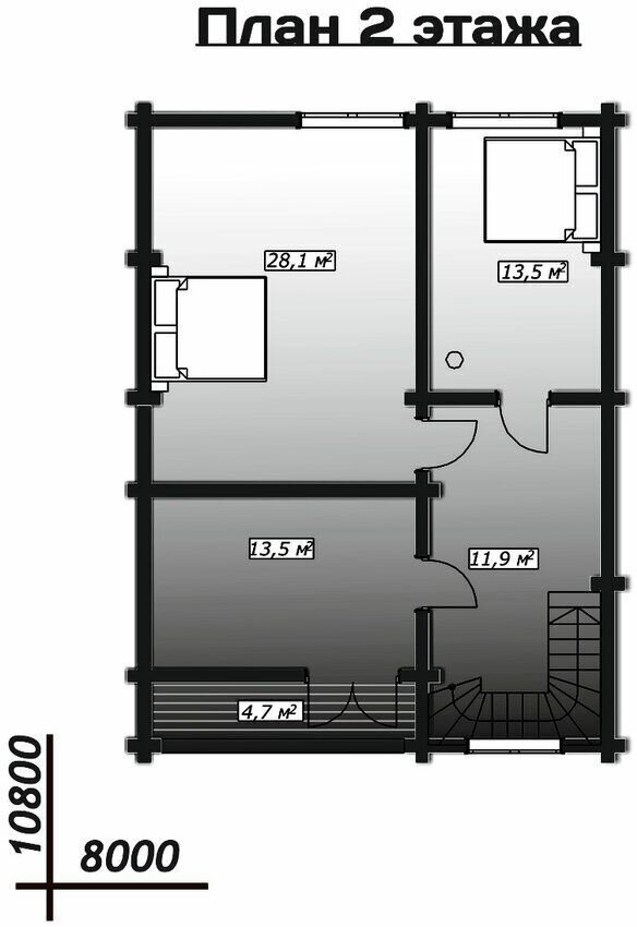 Готовый проект дома из оцилиндрованного бруса / Двухэтажный / 191,4 м2 - фотография № 3