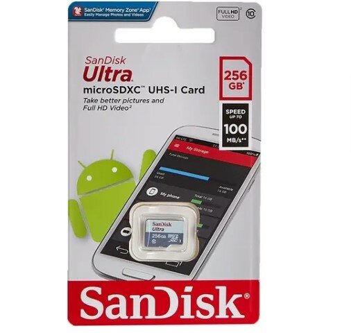 Карта памяти Micro SecureDigital 256Gb SanDisk Ultra microSDXC class 10 UHS-1 (SDSQUNR-256G-GN3MN)