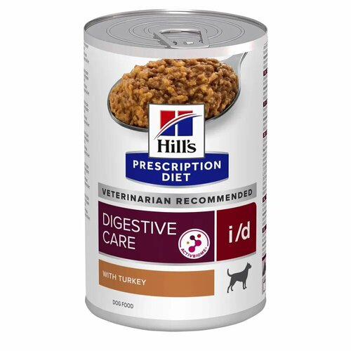 Влажный диетический корм для собак Hill's Prescription Diet i/d Digestive Care при расстройствах пищеварения, жкт, с индейкой, (4 банки х 360 г)