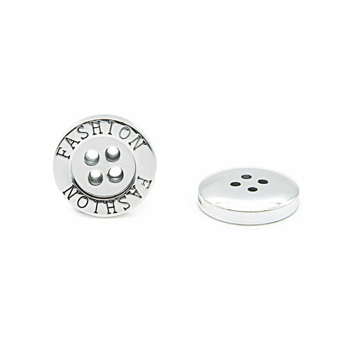 NE77 Пуговица 'FASHION' 32L (20мм) 4 прокола, пластик под металл (Silver (серебристый)), 24 шт