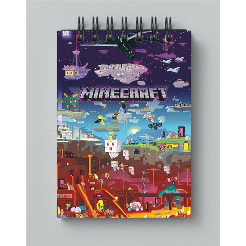 Блокнот для записей GOODbrelok Майнкрафт Minecraft А6 на кольцах блокнот спящий зайчик красный 80 листов блокнот желаний для девочек блокнот в плюшевой обложке ежедневник планер
