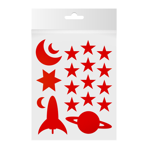 Светоотражающие наклейки космос на самокат велосипед и коляску и любые твердые поверхности красный 187₽