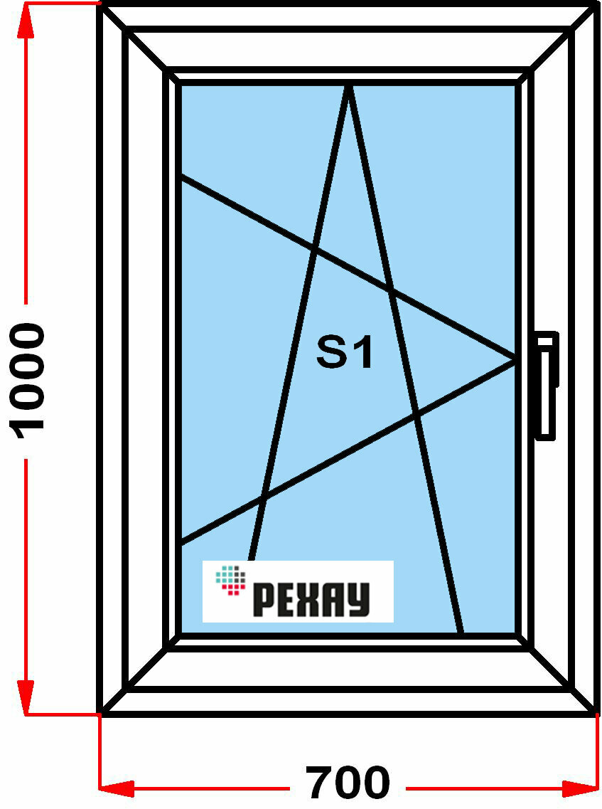 фото Окно из профиля рехау GRAZIO (1000 x 700) , с поворотно-откидной створкой, 3 стекла, левое открывание