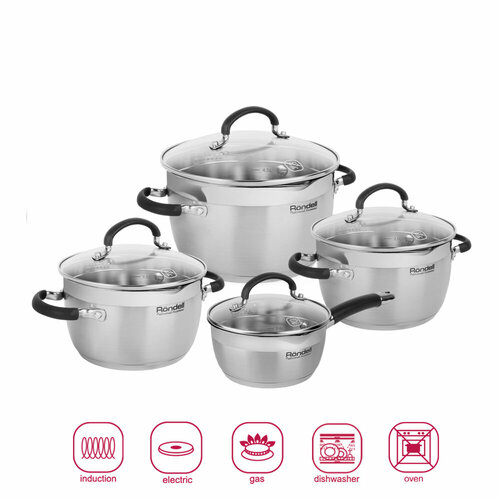 Набор посуды 8 предм. (кастрюли с/кр 18/20/24 см, ковш с/кр 16 см) Prime Rondell RDS-1291