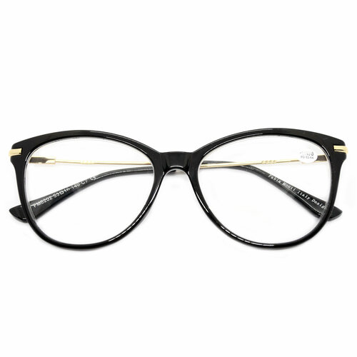 Модные женские готовые очки с металлической дужкой (-1.50) FABIA MONTI 0202, цвет черный, линза пластик, без футляра, РЦ 62-64