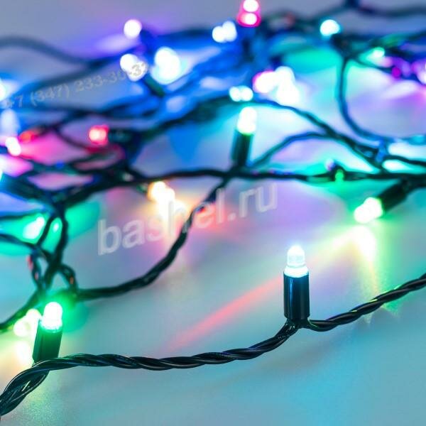 Гирлянда нить 6 м, бегущий огонь, чёрный ПВХ провод, (12V, 26W),(SPI 2903/2811, контроллер отдельно), Arlight, ARD-STRING-CLASSIC-6000-BLACK-40LED-LIVE RGB-SPI