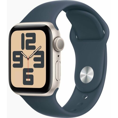Apple Watch SE 2023 40 мм алюминий цвета сияющая звезда Storm Blue Sport Band размер ML MRTQ3 3079000₽