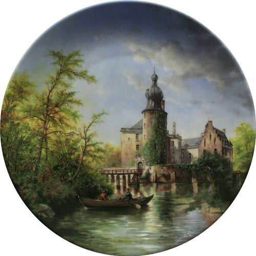 Своенравный замок Гемен, винтажная декоративная настенная тарелка из коллекции Замки на воде