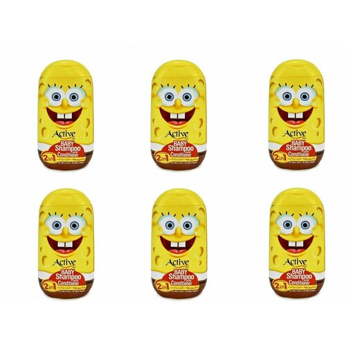 ACTIVE Шампунь и кондиционер для волос Sponge Bob, детский, 280 мл, 6 шт