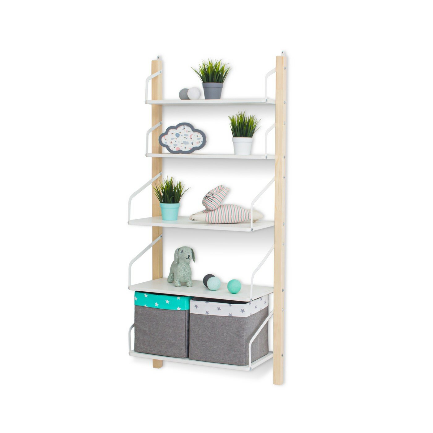 фото Детская навесная полка стеллаж Бельмарко Svogen натура белый