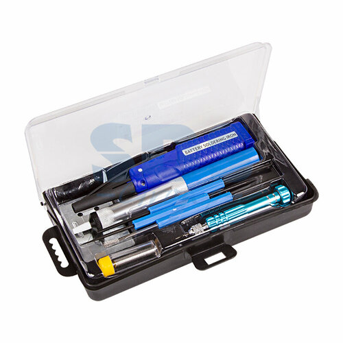 Набор для пайки паяльник 8Вт оловоотсос подставка припой отвертка интрумент для монтажа Rexant 12-0167 7 шт 31610₽