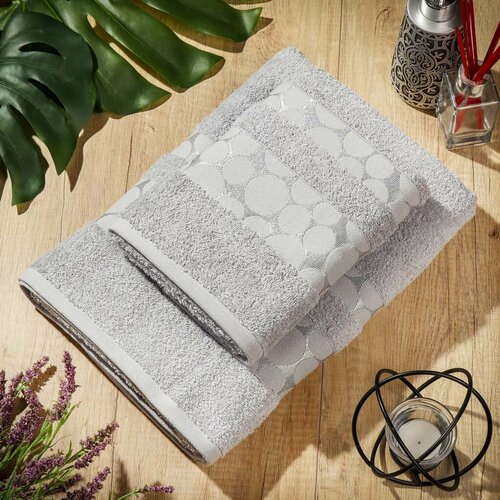 Полотенце банное 50х90 см 100хл 500 гм2 Мыльн пузыри св-сер Турц 1000₽