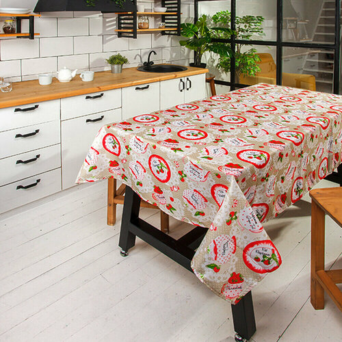 Скатерть из Италии на прямоугольный стол, Servalli / Скатерть из хлопка и полиэстера / Прямоугольная скатерть на стол