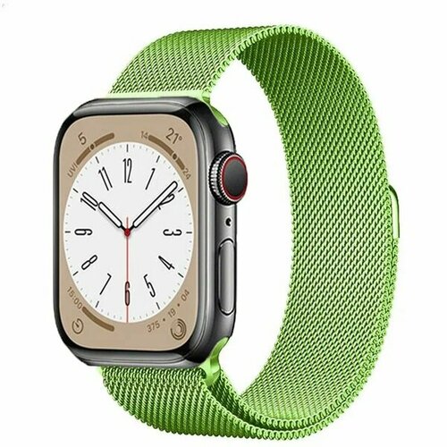 Ремешок миланская петля для Apple Watch 42-44-45-49 mm, Series 1-9, SE, Ultra / Металлический браслет для часов Эпл Вотч 42-49 мм / Зеленый