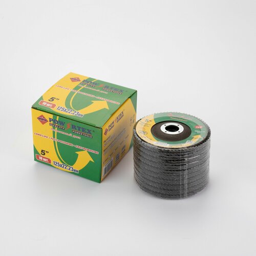 Лепестковый диск 125 x 5 x 22,23 P100 Powertex, набор 10шт круг торцевой, шлифовальный, наждачный для УШМ болгарки.