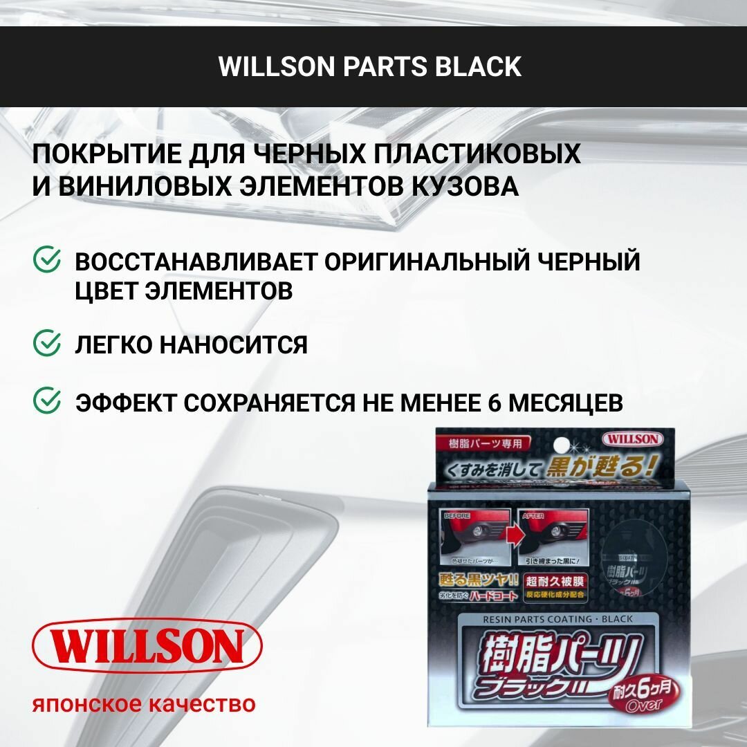фото WILLSON PARTS BLACK, 10 мл. Покрытие для черных пластик. и винил. элементов кузова WS-02084