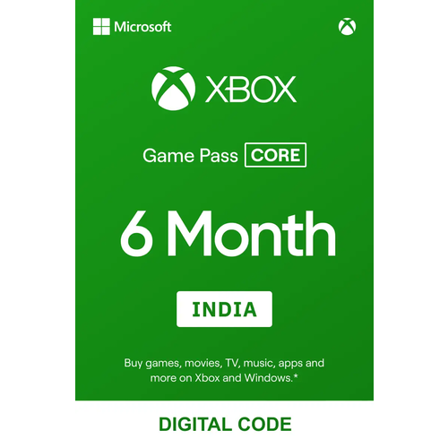 Подписка для Xbox Xbox Game Pass Core на 6 месяцев цифровой ключ Индия 1790₽