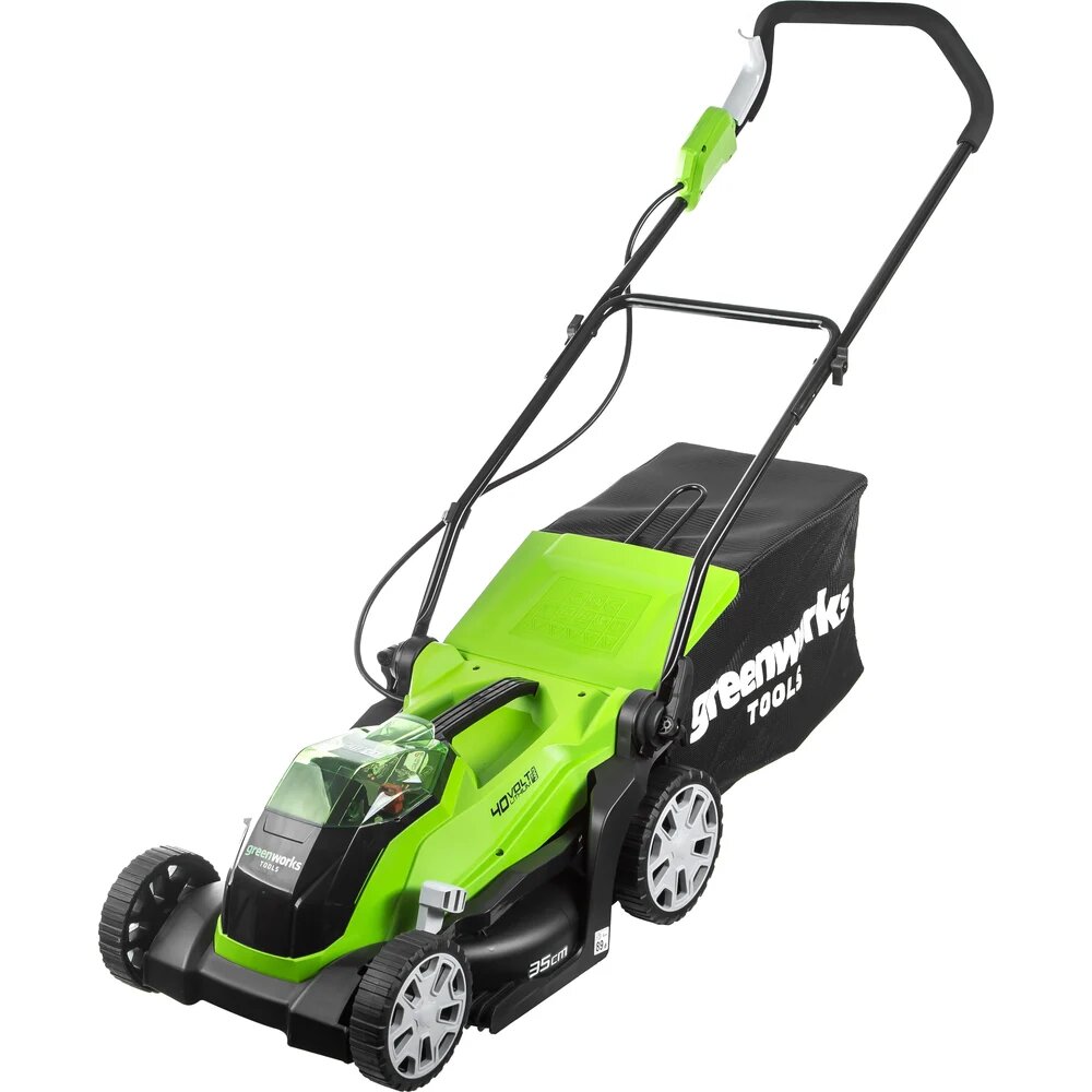 Газонокосилка аккумуляторная GreenWorks G40LM35 40V, 35 см, c 1хАКБ 4 Ач c USB и ЗУ 2501907USB4