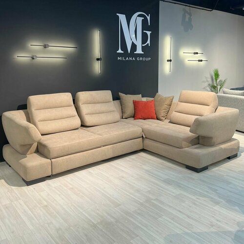 Диван-кровать угловой / с ящиком / обивка велюр