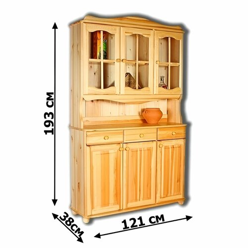 Буфет трехдверный Норд 120 дерево/лак из массива сосны 122х38х193 см