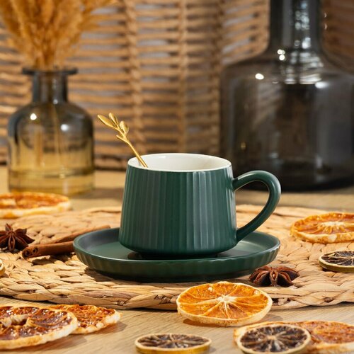 Чайная пара керамика 3 предмета на 1 персону 260 мл Y6-10121 подарочная упаковка 624₽