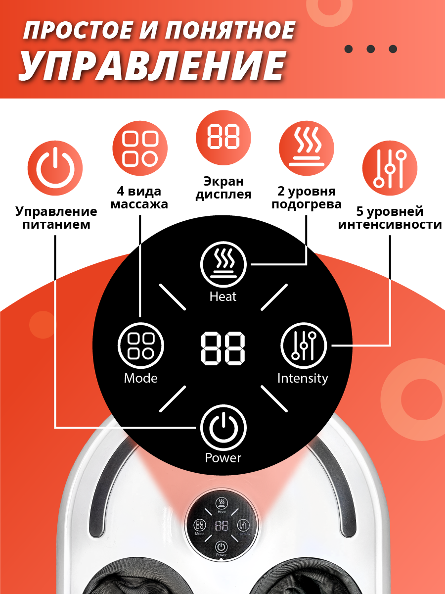 Акупунктурный Массажер для ног электрический лимфодренажный Smartwave 100 с подогревом / Подарок на День Рождения — фото 1