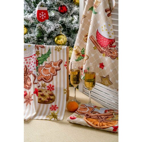 Набор кухонных полотенец Уютный вечер 4860 см 3 шт Хлопок Вафельное 741₽