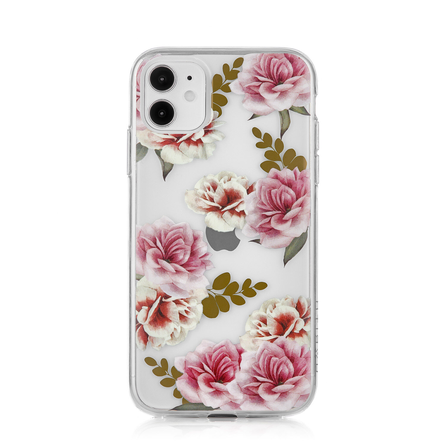 Чехол на iPhone 11 HABITU Kina, прозрачный с розовыми цветами