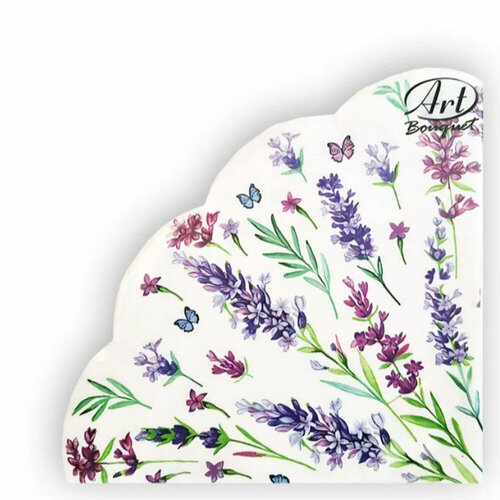 Салфетки бумажные Лаванда 3 слоя 12 листов диаметр 32 см