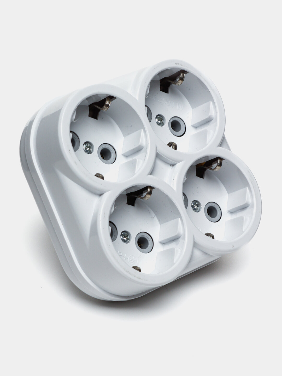 Тройник сетевой DePa, 4 точки входа/выхода, белый, 3500Вт, евровилка — фото 1