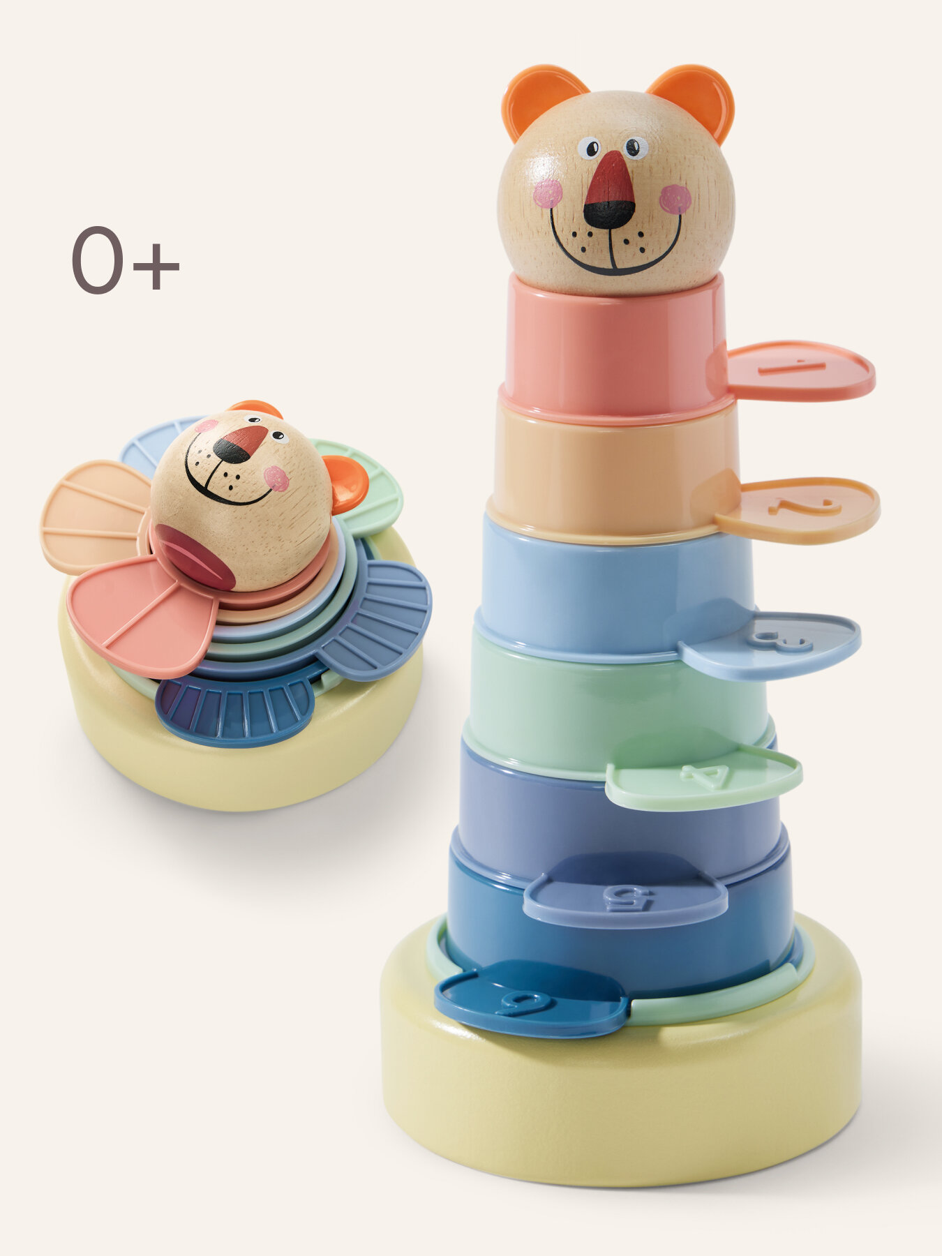 331953, Пирамидка детская Happ Baby ZOO PYRAMID, для малышей, развивающие игрушки для мальчика и девочки, разноцветная