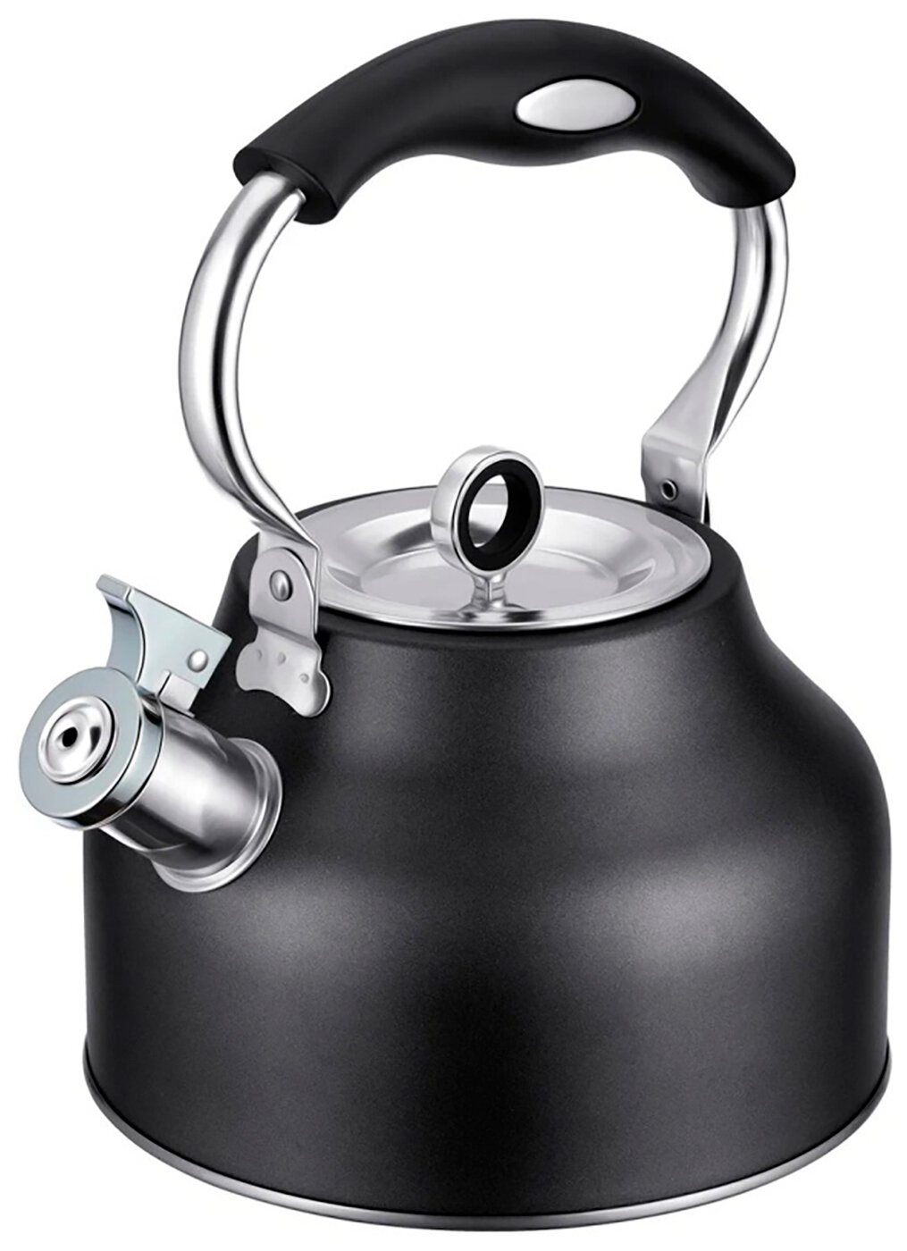 Чайник для плиты Regent inox Linea TEA, 2.5 л, со свистком, черный/серый металлик (93-TEA-49)
