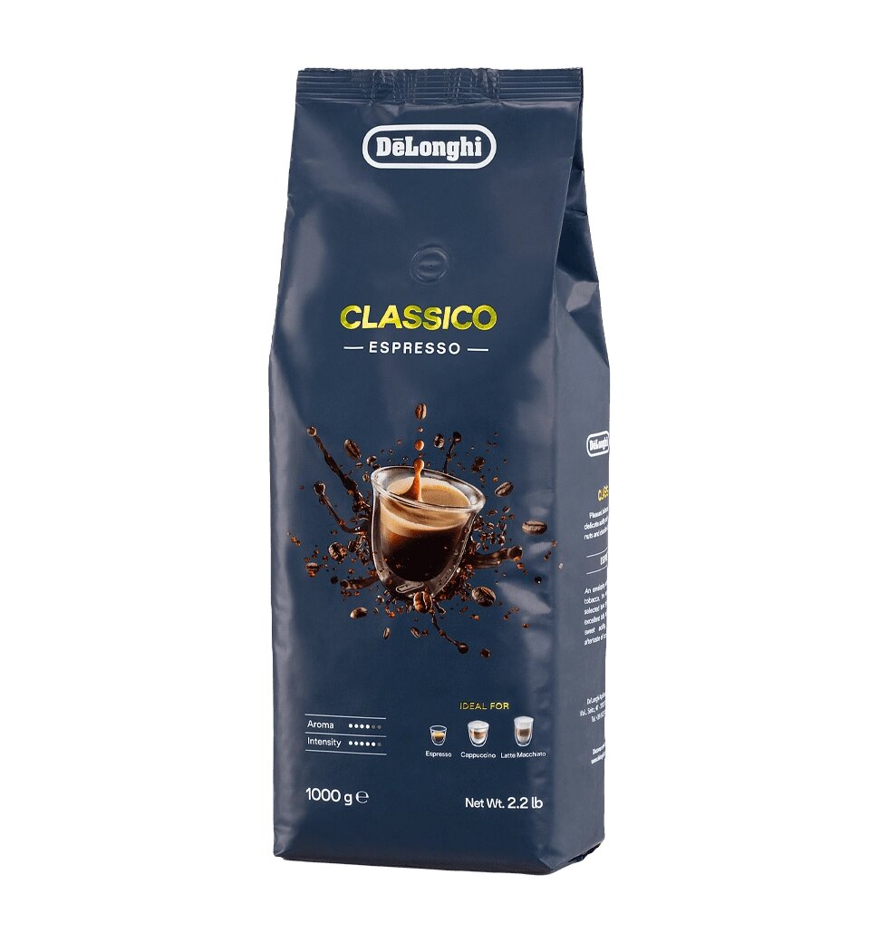 Кофе в зернах De’Longhi Classico — 50% арабика, 50% робуста премиальный вкус и аромат, 1 кг