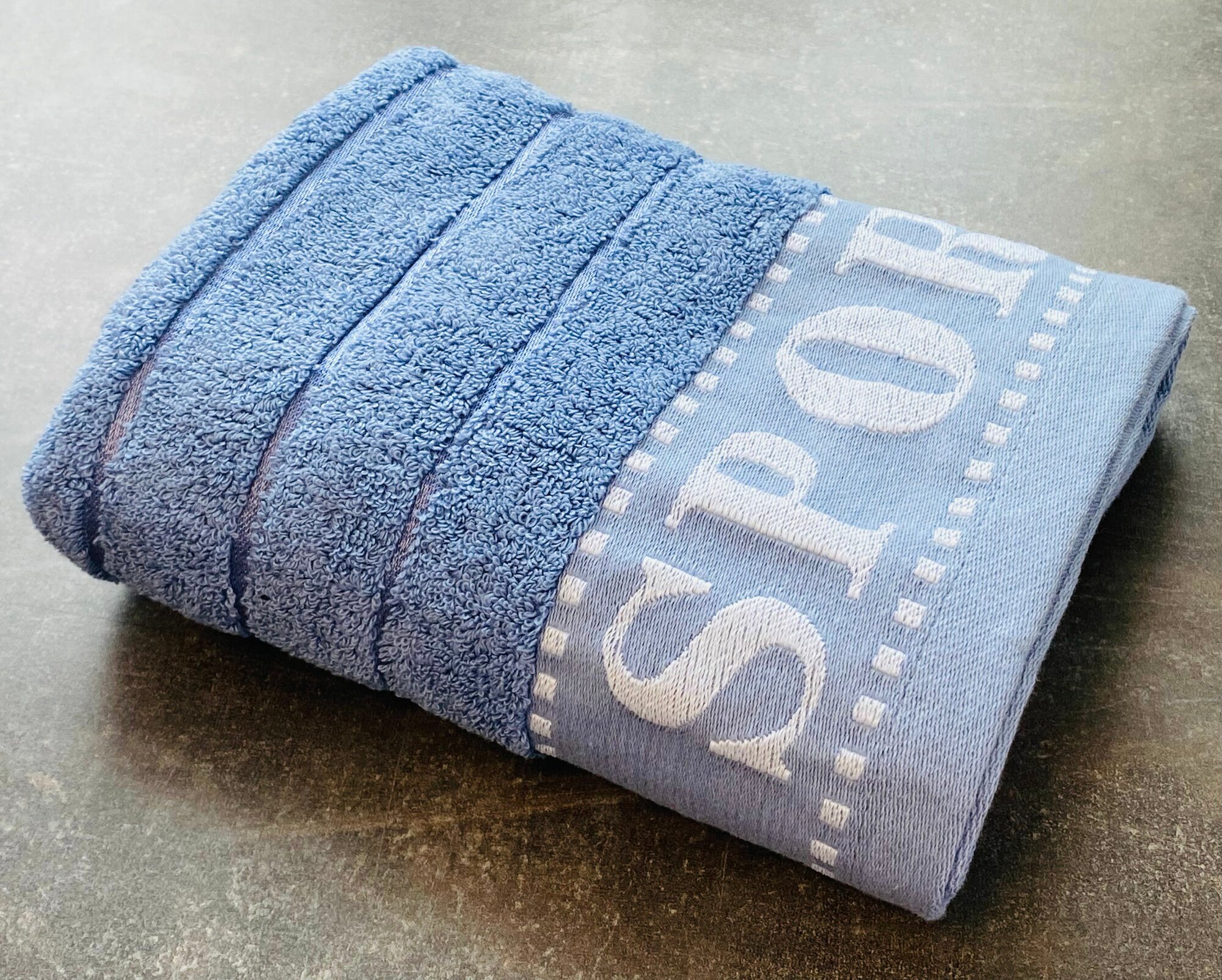 Полотенце махровое для рук, для лица, для ног, для спорта в подарок Мужчине, спортсмену Голубое 50*90 см SPORT