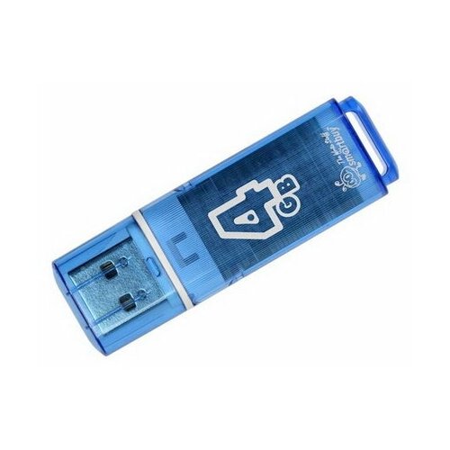 Флешка Glossy, 4 Гб, USB2.0, чт до 25 Мб/с, зап до 15 Мб/с, синяя