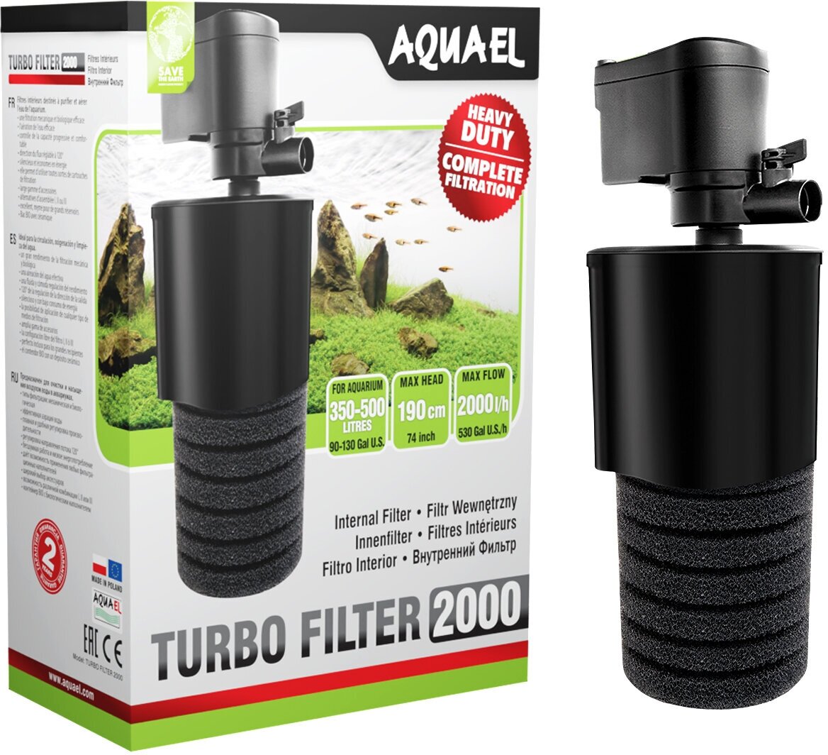 Внутренний фильтр AQUAEL TURBO FILTER 2000 для аквариума 350 - 500 л (2000л/ч, 27Вт) - фотография № 2