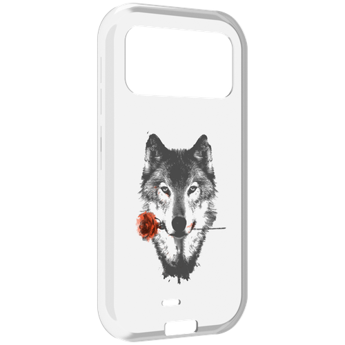 чехол mypads волк с розой для oukitel f150 h2022 задняя панель накладка бампер Чехол MyPads волк с розой для Oukitel F150 H2022 задняя-панель-накладка-бампер