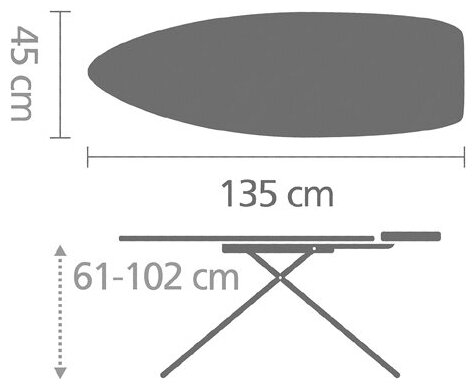 Гладильная доска Brabantia D с жаропрочной зоной и полочкой для белья, 135х45 см, цветные пузыри - фото №4