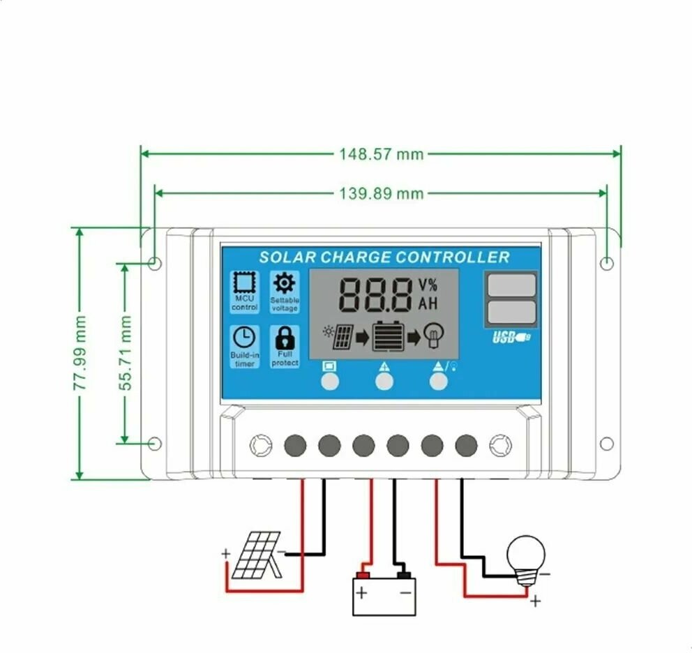 Контроллер заряда солнечной батареи 20A - фотография № 3