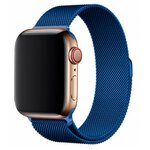 Металлический ремешок для часов Apple Watch series 1-7 и Эппл Вотч SE 38-41 mm / Сменный магнитный браслет миланского плетения для часов (Синий) - изображение
