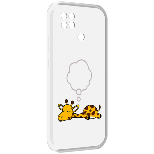 Чехол MyPads спящий-жираф детский для Poco C40 задняя-панель-накладка-бампер
