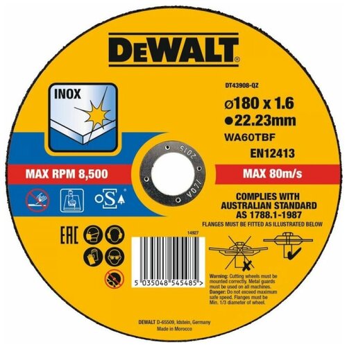 Круг отрезной DeWalt 180*1.6мм EXTREME DT43908-QZ dewalt extreme dt6685 qz 10 x 120 мм