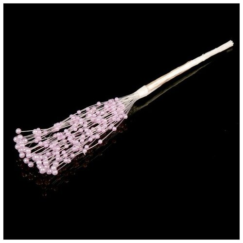 фото Scrapberry's букетик "побеги с жемчужинками" сиреневые, набор 36 веточек, 6 бусинок