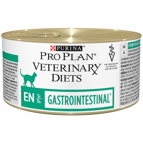 Влажный корм для кошек Pro Plan Veterinary Diets Gastrointestinal EN St/Ox, при проблемах с ЖКТ, с индейкой 12 шт. х 195 г