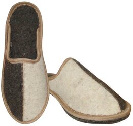 Тапочки Burunduk закрытые "День-ночь" на войлочной подошве, унисекс, белый-серый, 25 (размер обуви 39)
