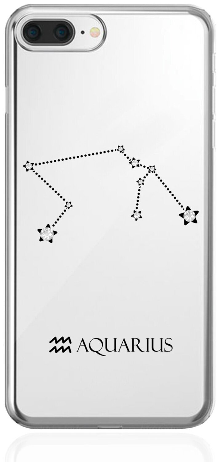 Прозрачный силиконовый чехол с кристаллами Lux для iPhone 7/8 Plus Знак зодиака Водолей Aquarius для Айфон 7/8 Плюс