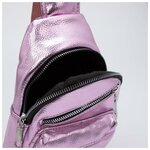Сумка-слинг, отдел на молнии, 2 наружных кармана, цвет розовый - изображение