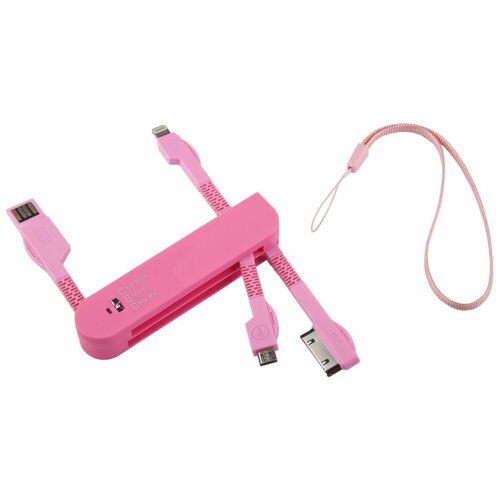 USB кабель LP 3 в 1 карманный розовый (micro USB/Apple Lightning 8-pin/Apple 30 pin) usb кабель lp 3 в 1 карманный розовый micro usb apple lightning 8 pin apple 30 pin