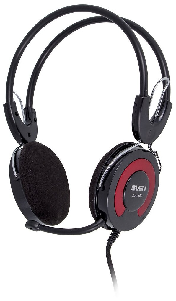 Наушники с микрофоном (гарнитура) SVEN AP-540 проводные 22 м с оголовьем черно-красные SV-0410540